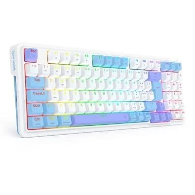 Teclado Sem Fio Mecânico Gamer Redragon Gloria Pro, Switch Marrom, USB e Bluetooth, ABNT2, Branco - K664WBP-RGB-PRO (PT-BUMBLEBEE)
